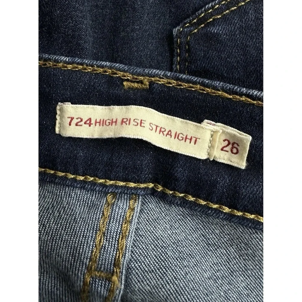 Levi's Premium 724 High Rise Straight Sculpt Jean Size 26 in London Bridge‎ Wash